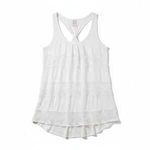 Xhilaration White Embroidered Racerback Flowy Swim Cover Up S Pool Beach Resort